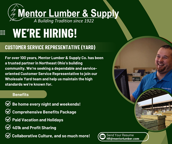 Help Wanted:  Customer Service Representative (Yard)